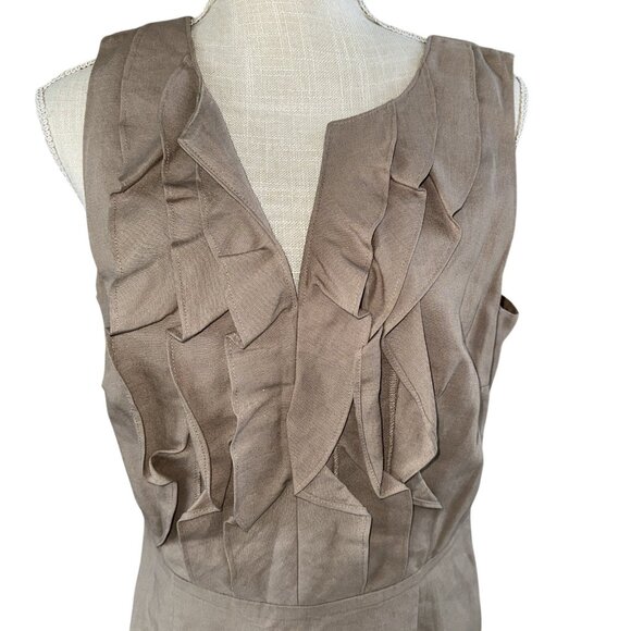 Antonio Melani Womens Sleeveless Ruffle Front Dress Size 12 Beige - Picture 2 of 8